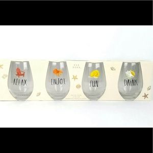 Set of 4 RAE DUNN wine glasses